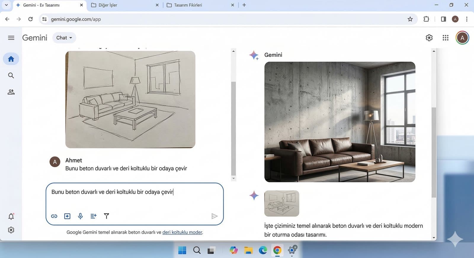 Eskizden yapay zeka destekli render çıktısına geçiş