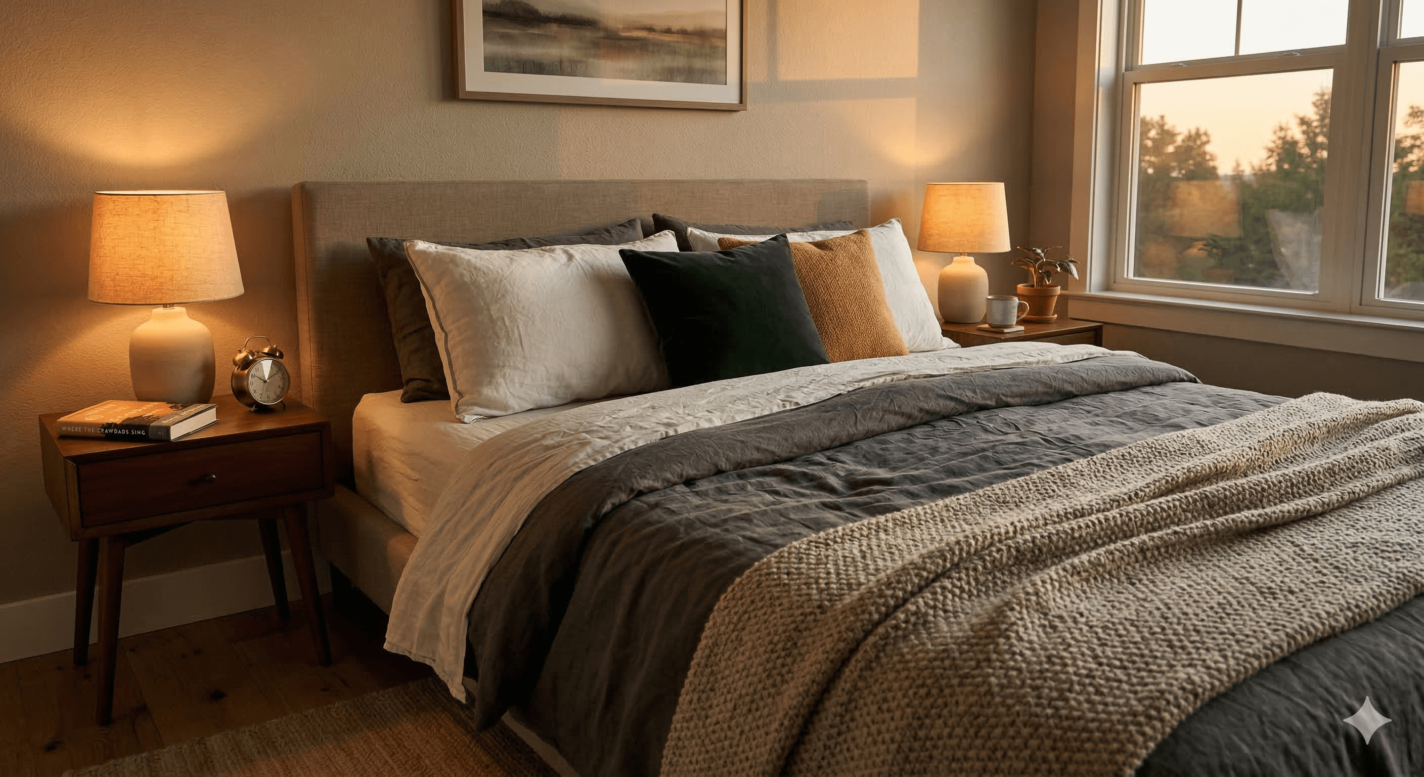 Dengeli ve sıcak bir aydınlatma ile render yapılmış iç mekan