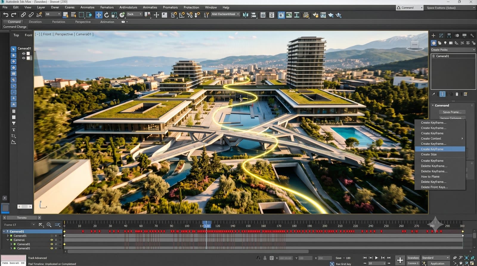 3ds Max animasyon timeline ve kamera yolu ayarları