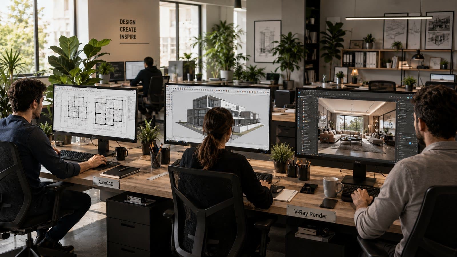 iç mimarlık yazılım ekosistemi çalışma stüdyosu, AutoCAD SketchUp V-Ray