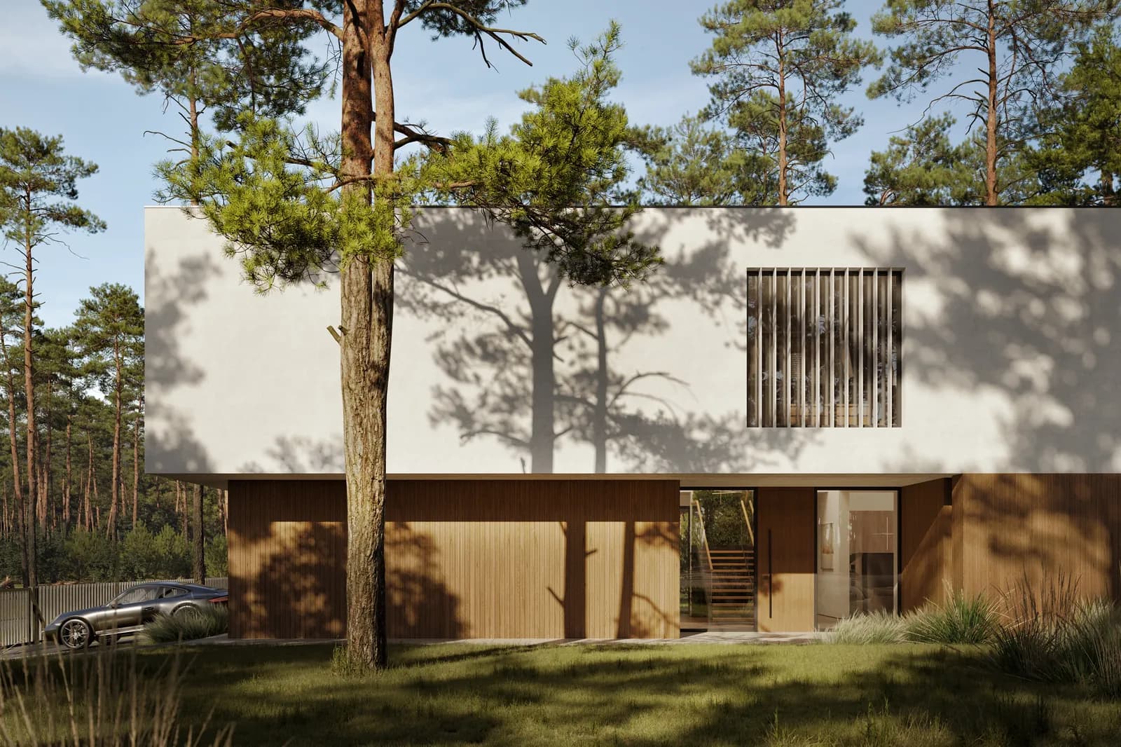 Lumion ile oluşturulmuş gün batımı dış cephe mimari render