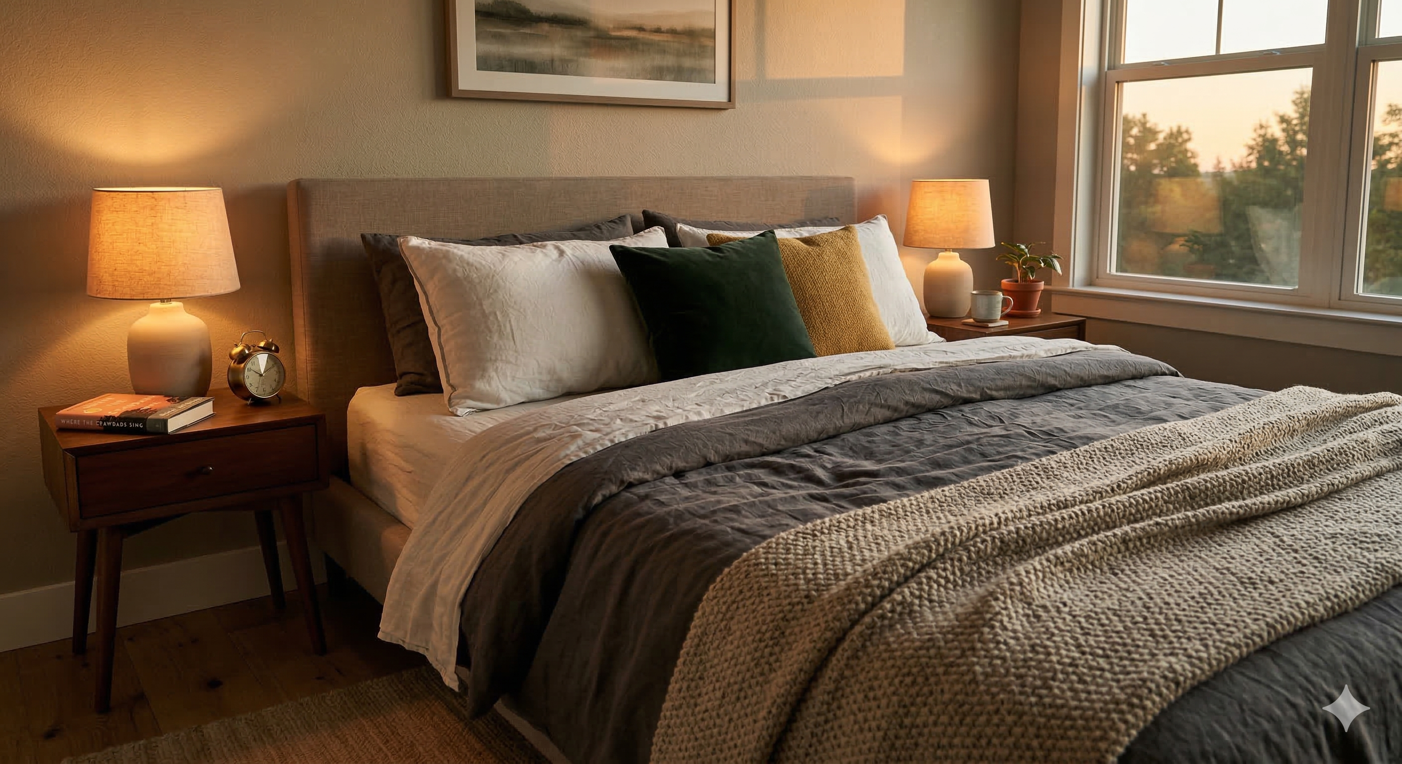 Dengeli ve sıcak bir aydınlatma ile render yapılmış iç mekan